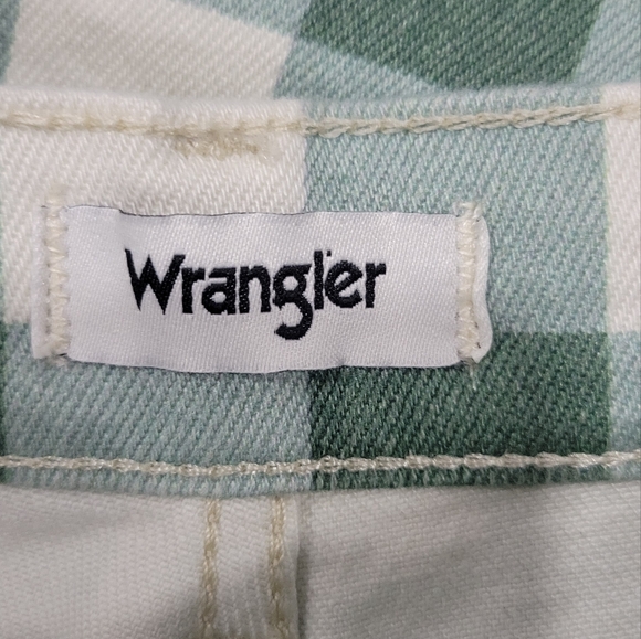 Wrangler Wrock 672 Gingham Kick Flare Green Plaid Checkered Pants Size 25" - Picture 7 of 13